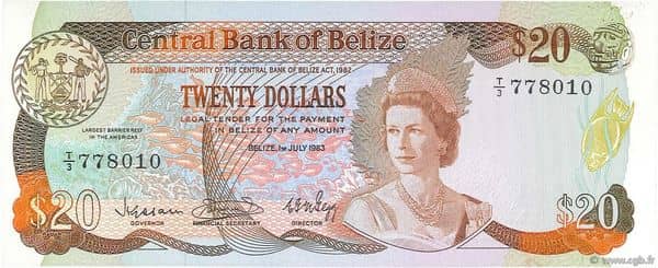 20 Dollars Elizabeth II Central Bank