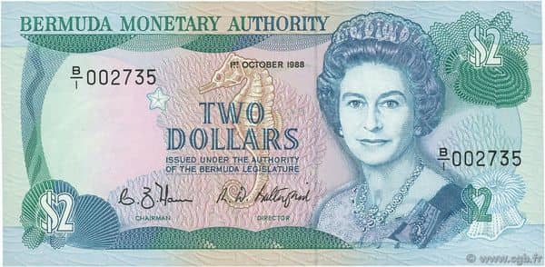 2 Dollars Elizabeth II 2 lines