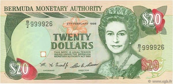 20 Dollars Elizabeth II 3 lines