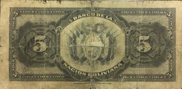 5 Bolivianos 1929 Overprint