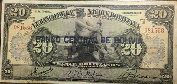 20 Bolivianos 1929 Overprint