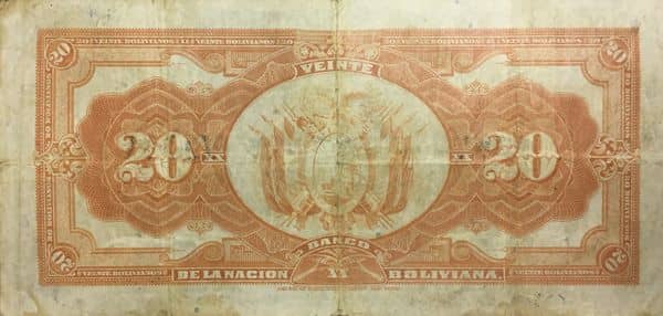 20 Bolivianos 1929 Overprint