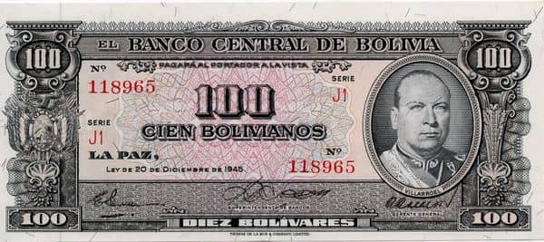 100 Bolivianos Ley 20.12.1945