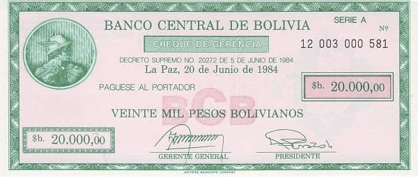 20000 Pesos Bolivianos