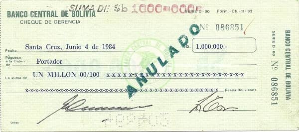 1000000 Pesos Bolivianos