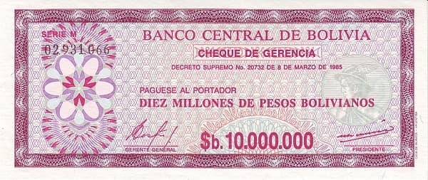 10000000 Pesos Bolivianos