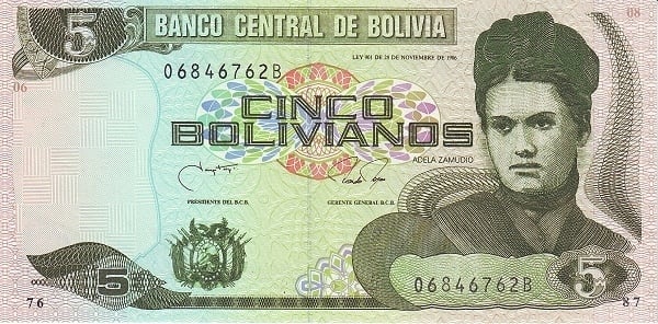 5 bolivianos