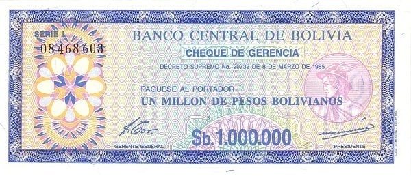 1000000 bolivian pesos