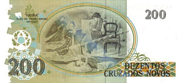 200 cruzeiros (Overprinted on 200 cruzados novos P#221)