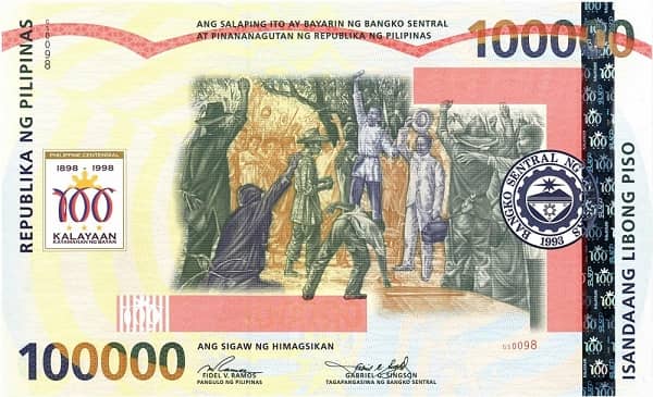 100000 Piso Philippine Independence