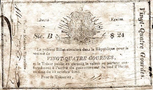24 Gourdes Government of South Haiti