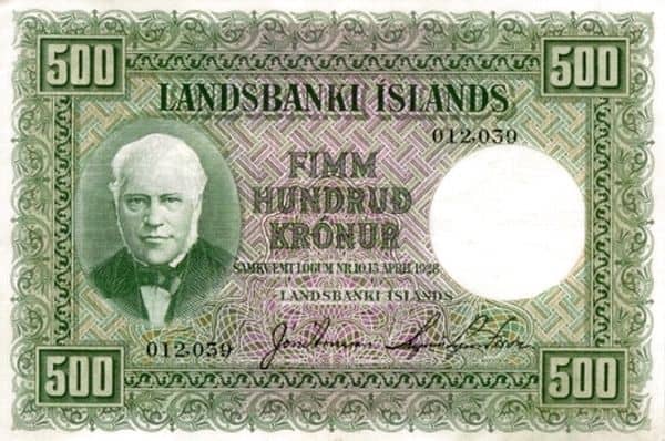 500 Krónur Landsbanki Íslands