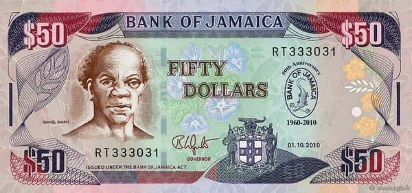 50 Dollars Bank of Jamaica 50th Anniversary