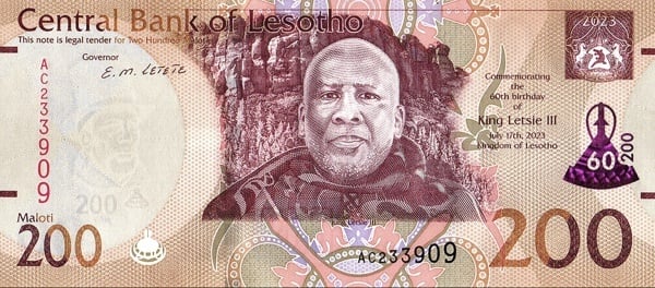 200 maloti (60th Anniversary Birth of King Letsie III)