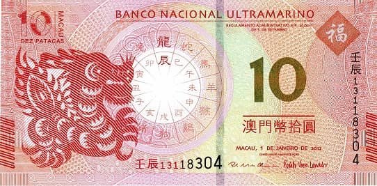 10 Patacas Year of the Dragon
