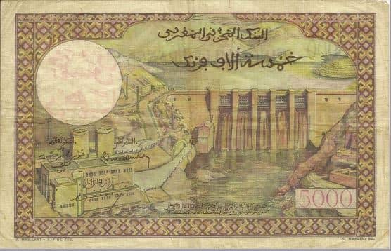 50 dirhams (Overprinted in 5000 francs)