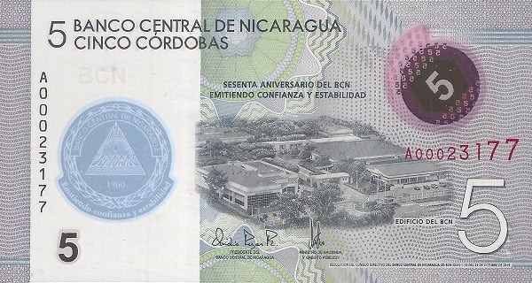 5 córdobas (60th Anniversary of BCN)