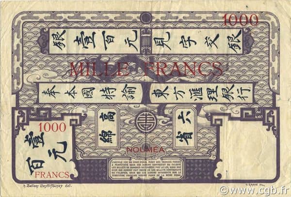 1000 Francs on 100 Piastres