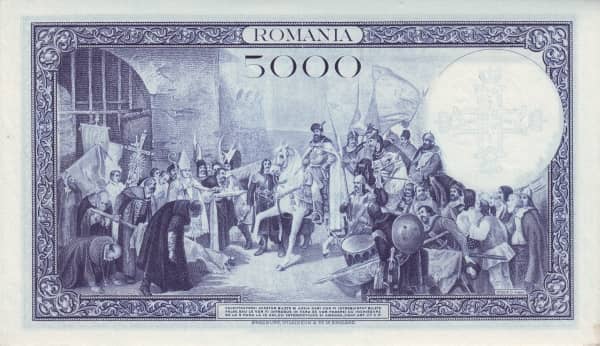 5000 Lei Abdication of King Carol II & Reaccession of King Mihai I