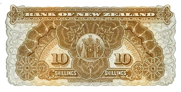 10 shillings (Overprinted on 10 New Zealand Shillings)