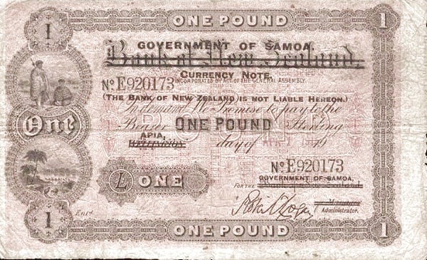 1 pound (Overprinted in 1 New Zealand pound)