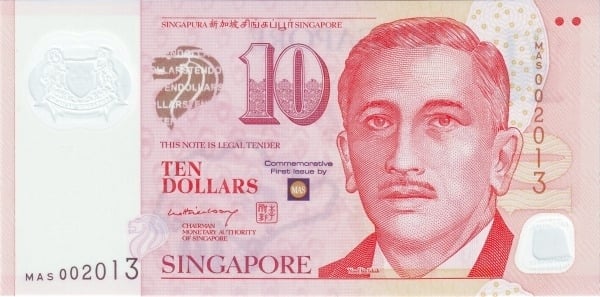 10 dollars (Monetary Authority of Singapore)