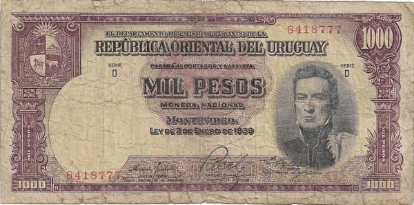 Banknote 1000 Pesos Uruguay ✓ Value Updated