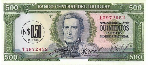 0,50 Nuevos Pesos overprinted on 500 Pesos