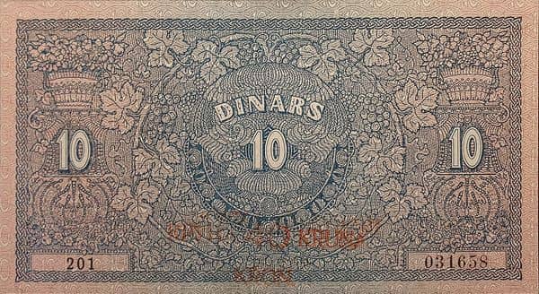 40 Kruna overprint on 10 Dinara
