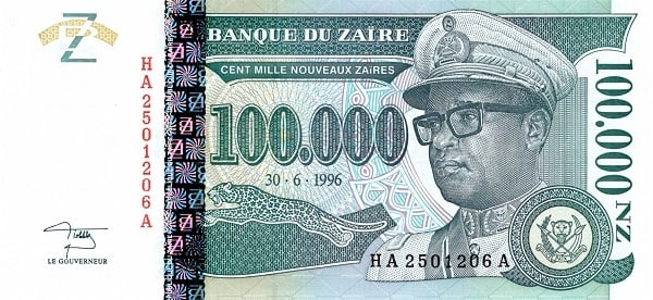 100000 nouveaux zaïres