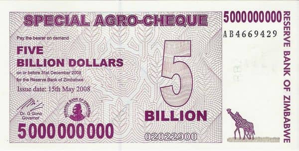 5000000000 Dollars Special Agro-Cheque