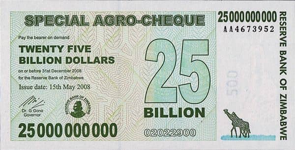 25000000000 Dollars Special Agro-Cheque