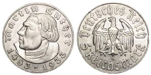 5 reichsmark (450th Anniversary of Martin Luther)