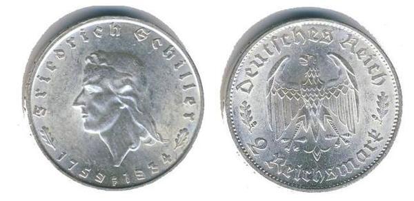 2 reichsmark (175th Anniversary of Friedrich Schiller)