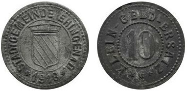 10 pfennig (City of Ehingen-Federal State of Württemberg)