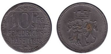 10 pfennig (City of Friedrichshafen-Federal State of Württemberg)