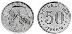 50 pfennig (Ciudad de Menden-Provincia prusiana de Westfalia)