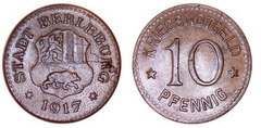 10 pfennig (Ciudad de Berleburg-Provincia prusiana de Westfalia)