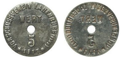 5 pfennig (City of Lauenburg an der Elbe-Prussian Province of Schleswig-Holstein)