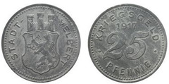 25 pfennig (Ciudad de Velbert-Provincia prusiana de Rin)