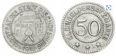 50 pfennig (City Bischofsburg-Prussian Province of Westphalia)