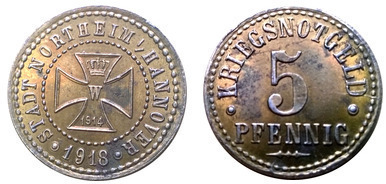 5 pfennig (City of Northeim-Prussian province of Hanover)