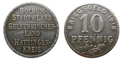 10 pfennig (Districts of Bochum, Gelsenkirchen and Hattingen-Prussian Province of Westphalia)