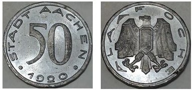 50 pfennigs (City of Aachen-Prussian Rhine Province)