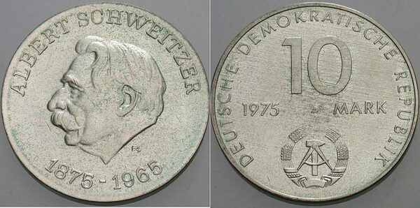 10 mark (Centenary of the Birth of Albert Schweitzer)