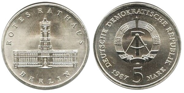 5 mark (750th anniversary of Berlin - Rotes Rathaus)