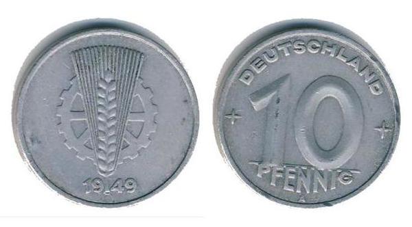 Coin 10 pfennig 1948 1950 of Germany Democratic Republic