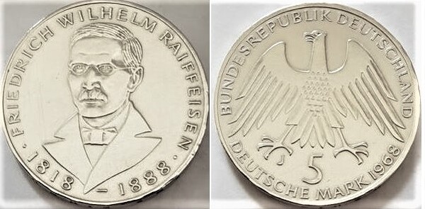 5 mark (150th Anniversary of the Birth of Friedrich Raiffeisen)