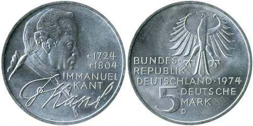 5 mark (250th Anniversary of the Birth of Immanuel Kant)