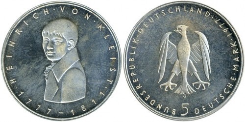 5 mark (200th Anniversary of the birth of the poet Heinrich von Kleist)